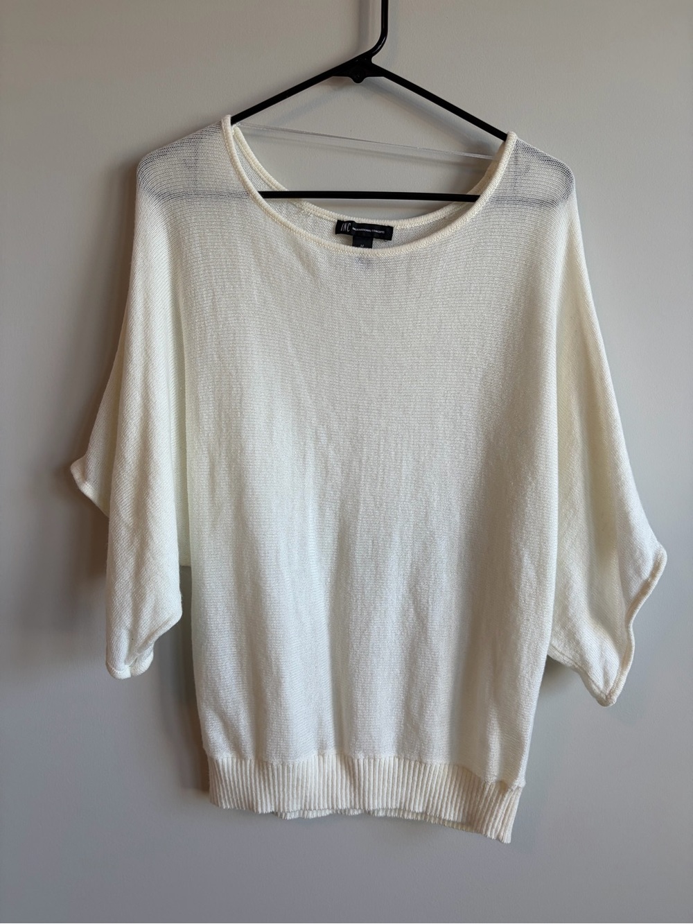 INC International Concepts Cream Scoop Neck Lightweight Sweater